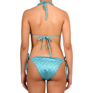 Meander Aquamarine Tie Side Triangle Bikini