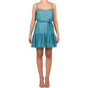 Meander Aquamarine Mini Shimmering Dress
