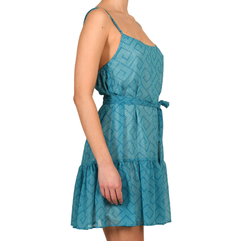 Meander Aquamarine Mini Shimmering Dress