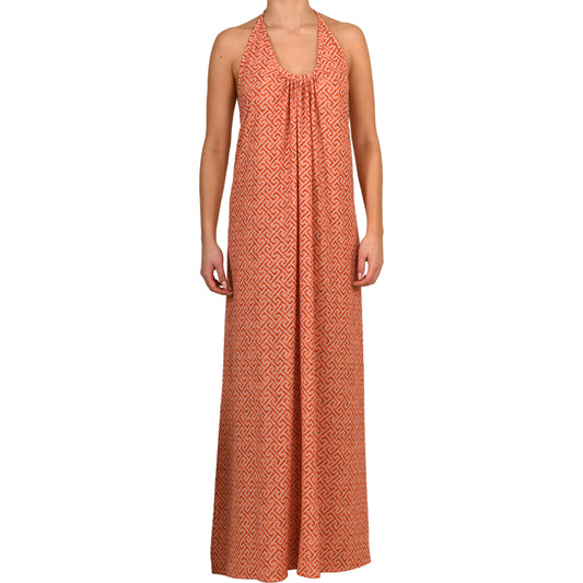 Grecian Grapefruit Crepe Maxi Dress