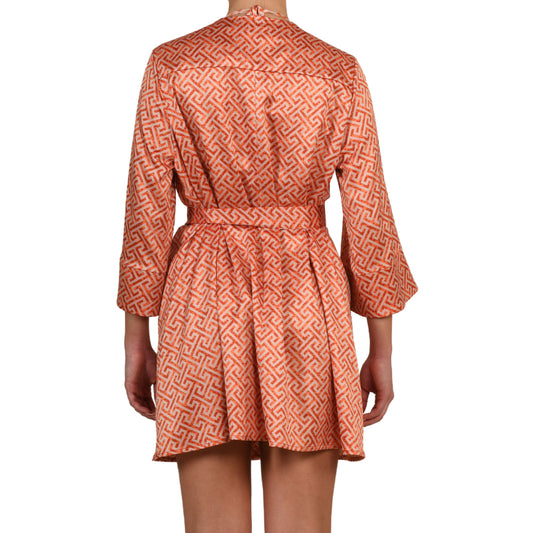 Grecian Grapefruit Satin Mini Kimono Dress