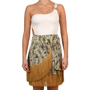 Tropical Black Satin Mini Skirt