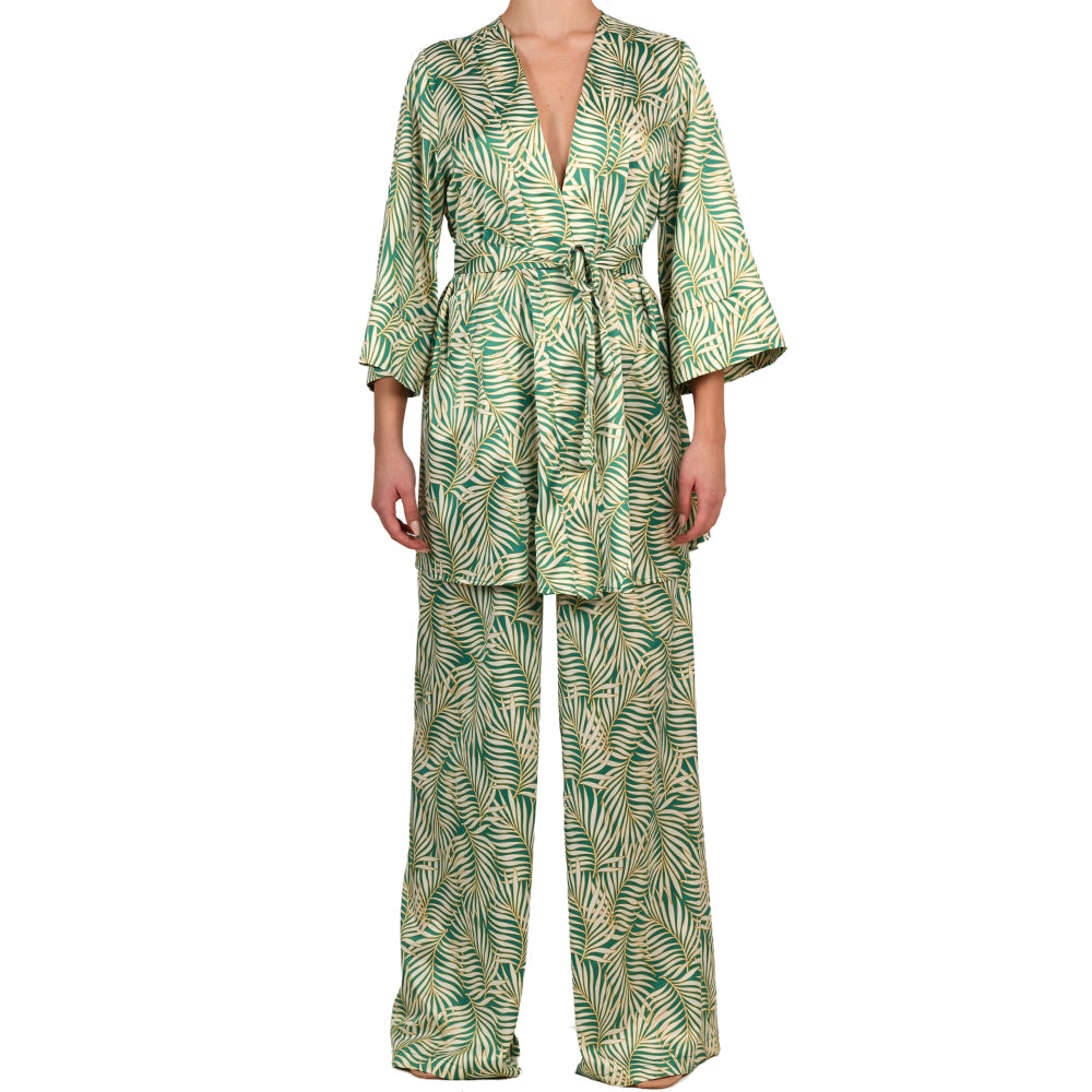 Tropical Green Satin Pantalone
