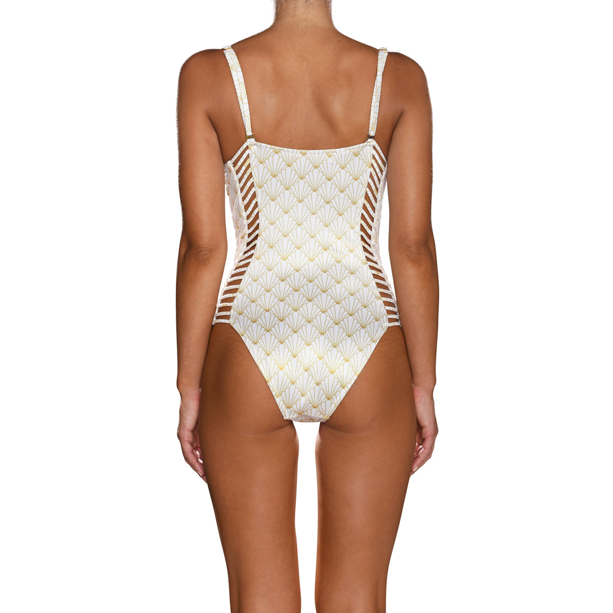 White Shell Corset Cutout Swimsuit