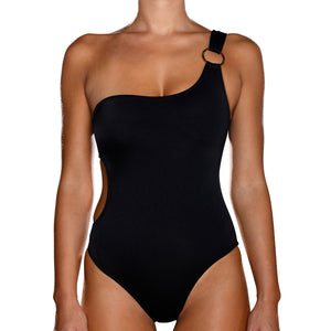 Black One Shoulder Swimsuit