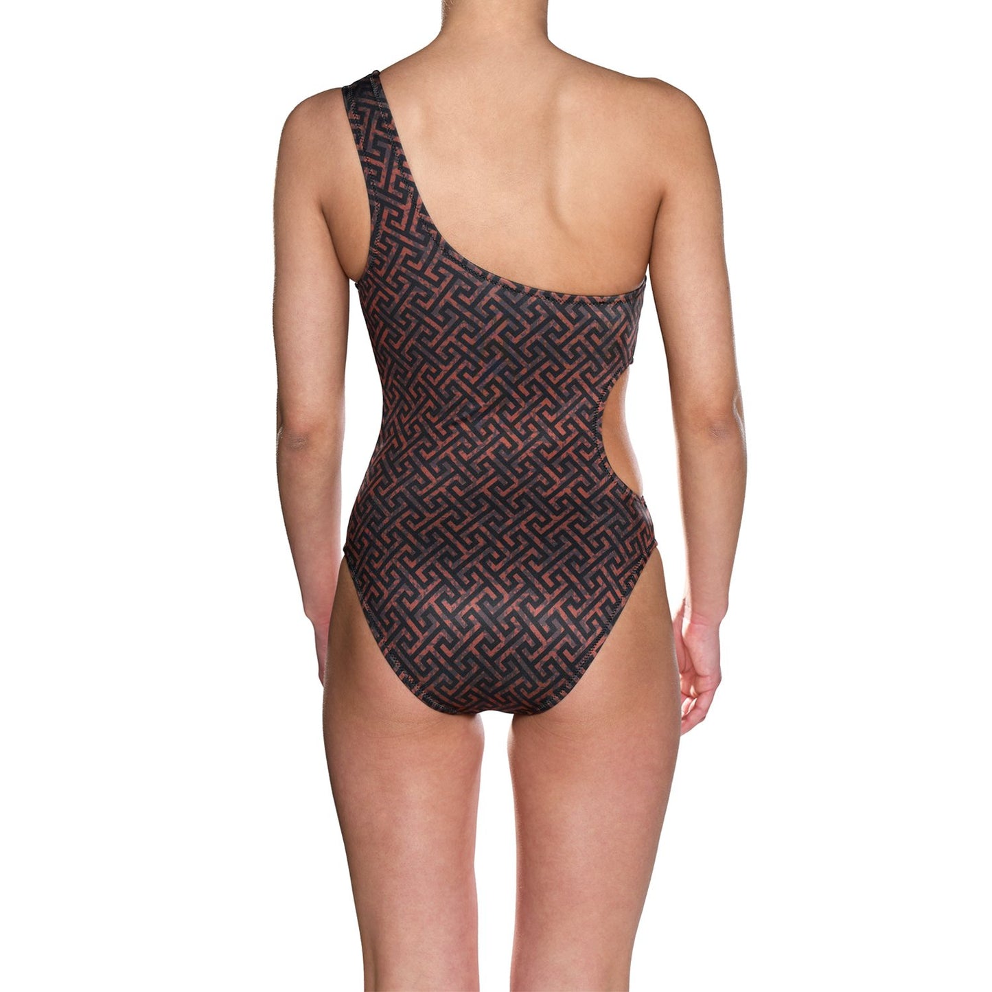 Grecian Tortoiseshell One Shoulder Swimsuit