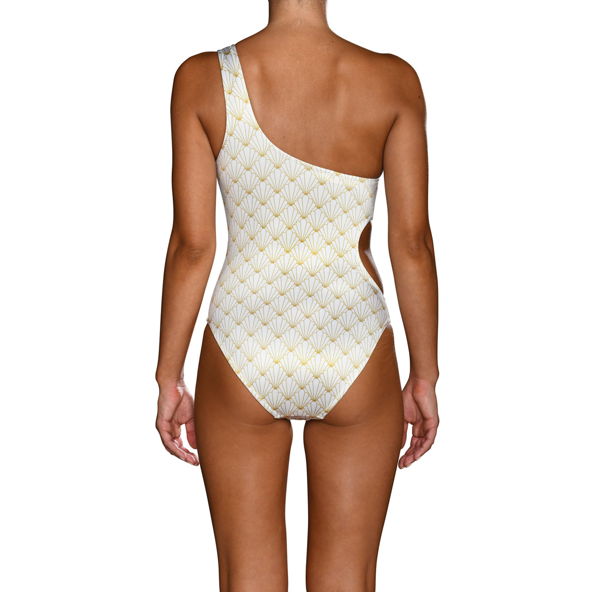 White Shell One Shoulder Swimsuit