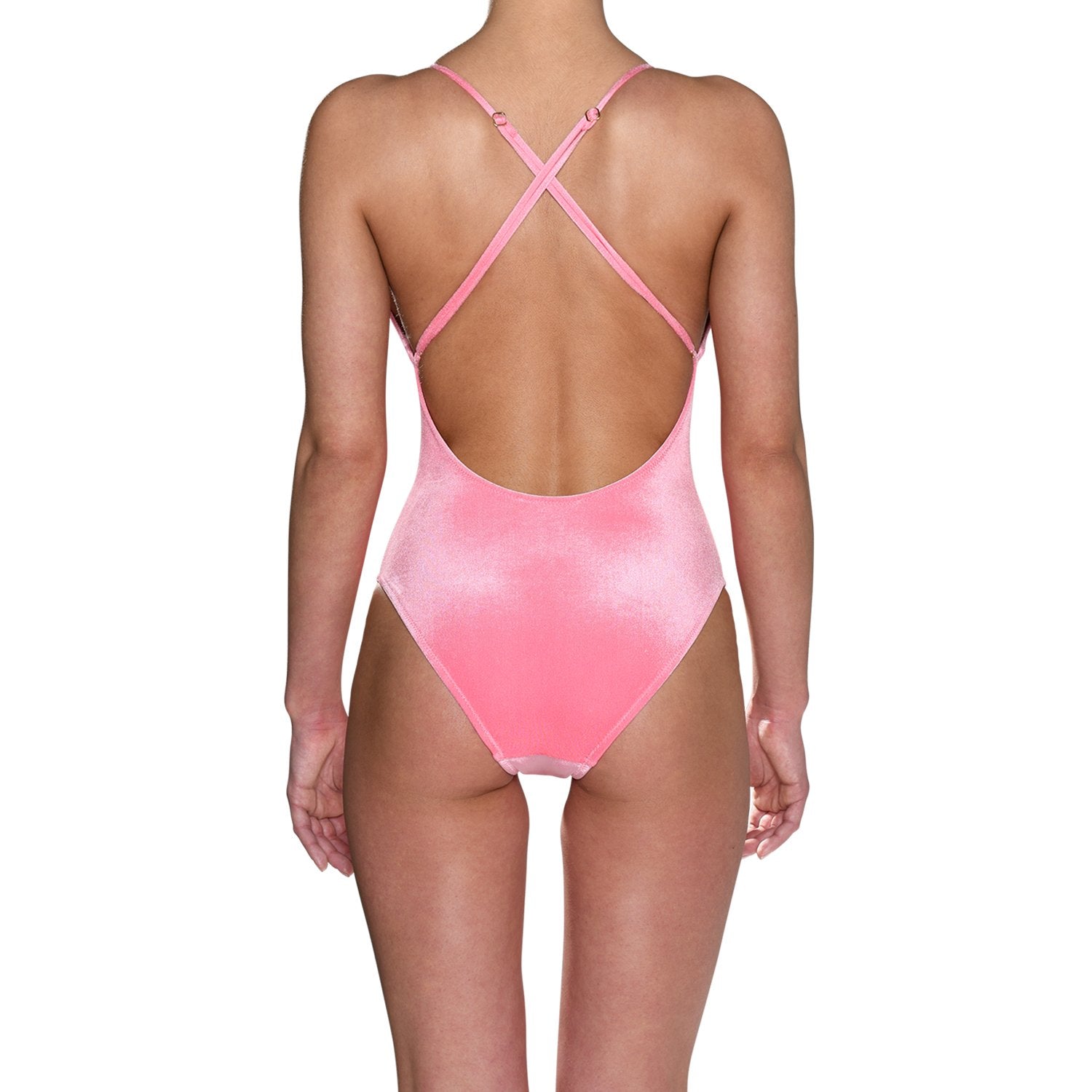Hot Pink Velvet Halter Swimsuit