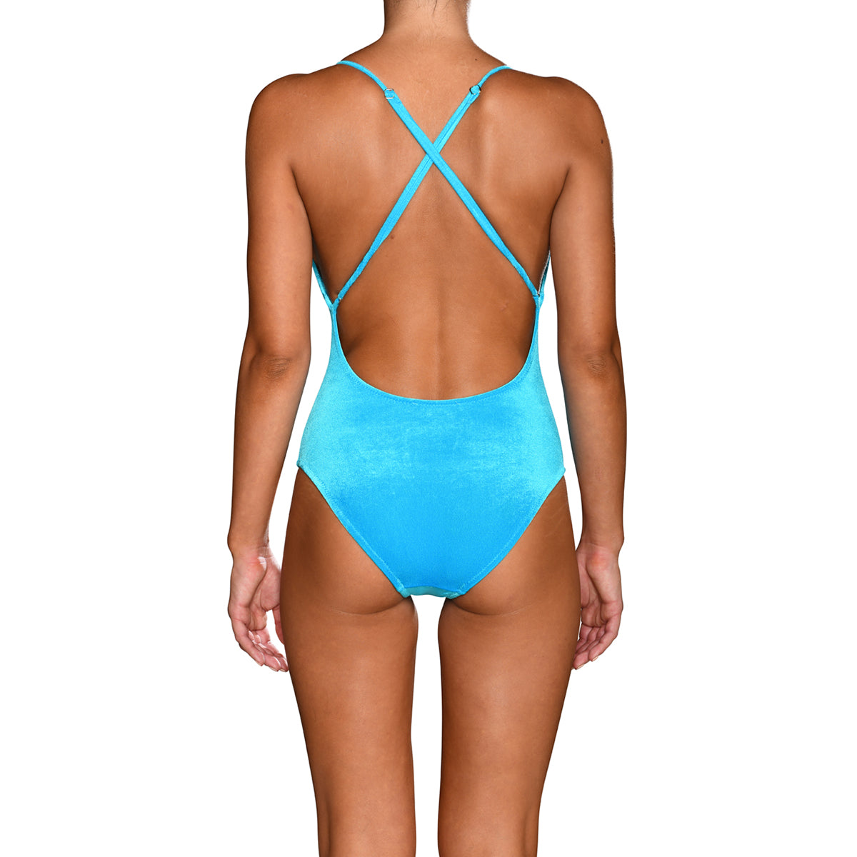 Azure Velvet Halter Swimsuit