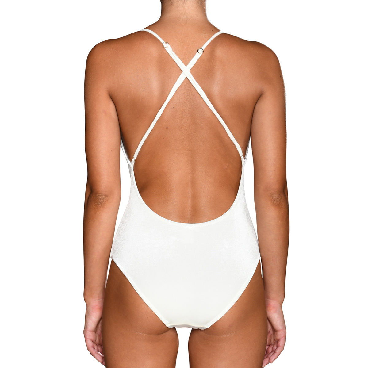 Off White Velvet Halter Swimsuit