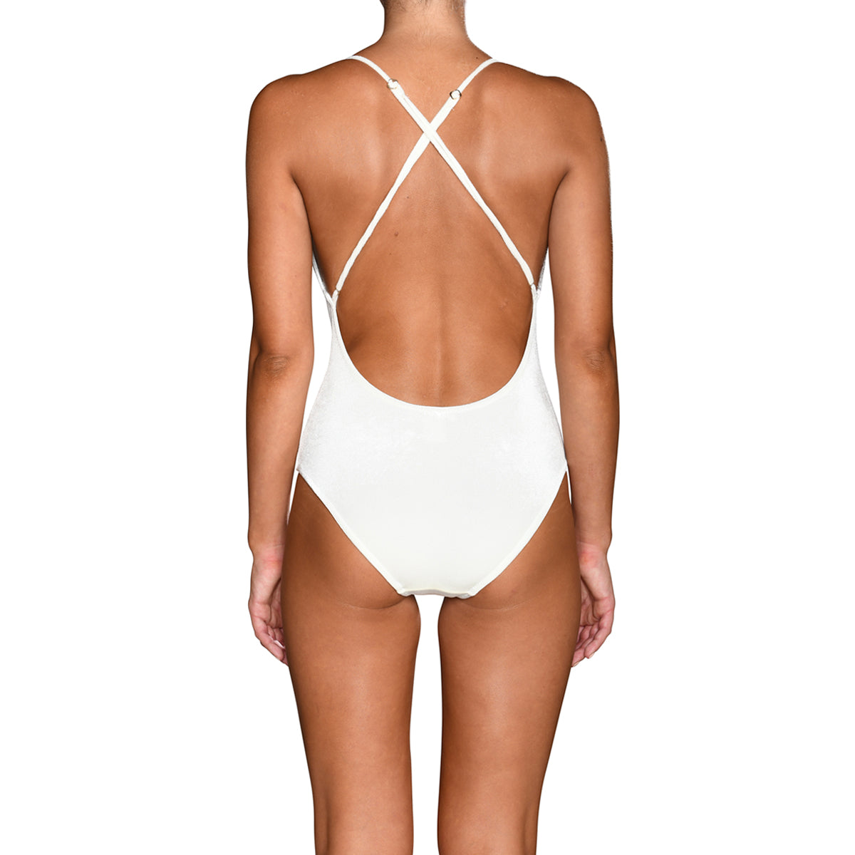Off White Velvet Halter Swimsuit
