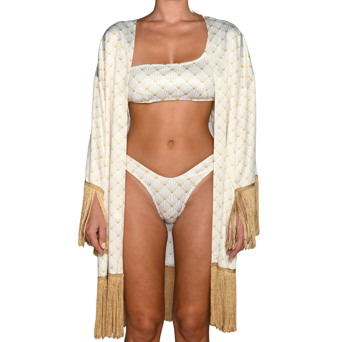 White Shell Satin Kimono