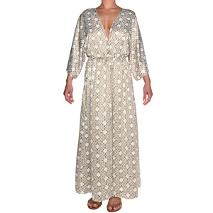 Gold Star Satin Maxi Kimono