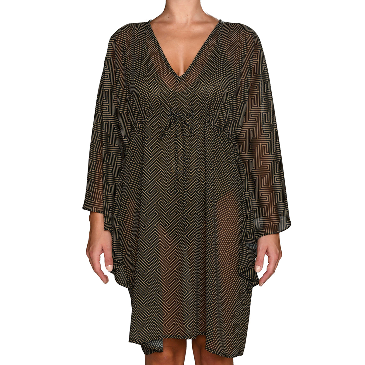Grecian Black Gold Mini Kaftan