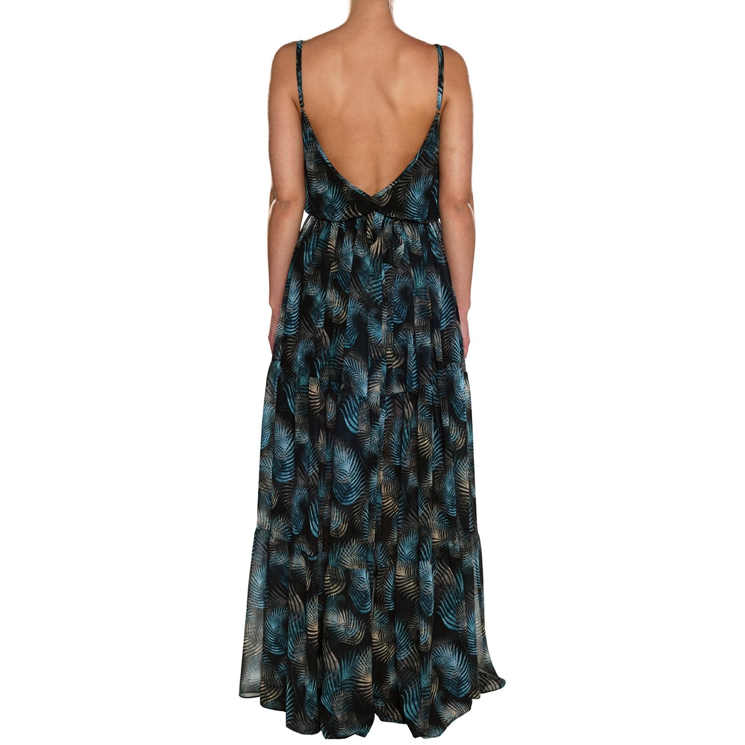 Sapphire Leaves Maxi Ruffle Dress