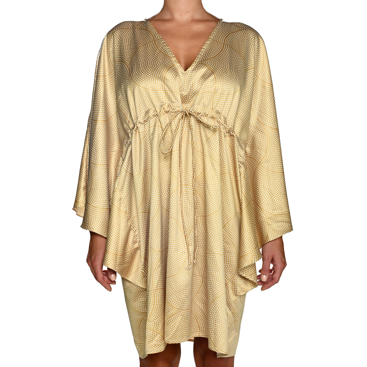 Gold Mosaic Mini Satin Kaftan