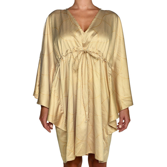Gold Mosaic Mini Satin Kaftan