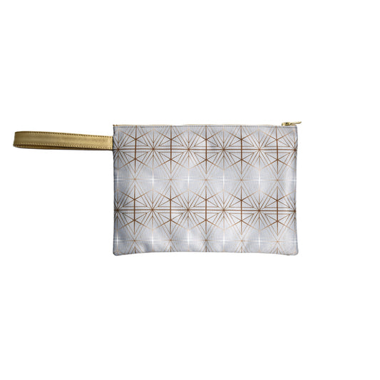 Silver Canvas Clutch with Leather Details
