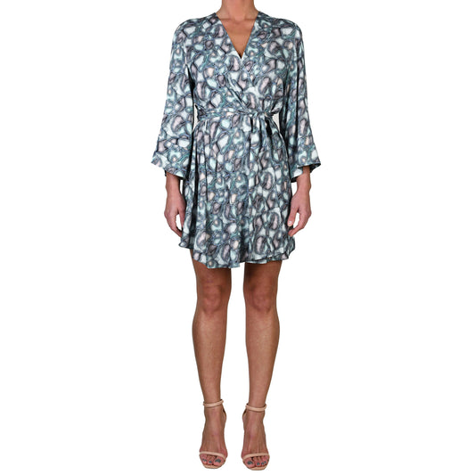 Aqua Water Stones Mini Kimono Dress
