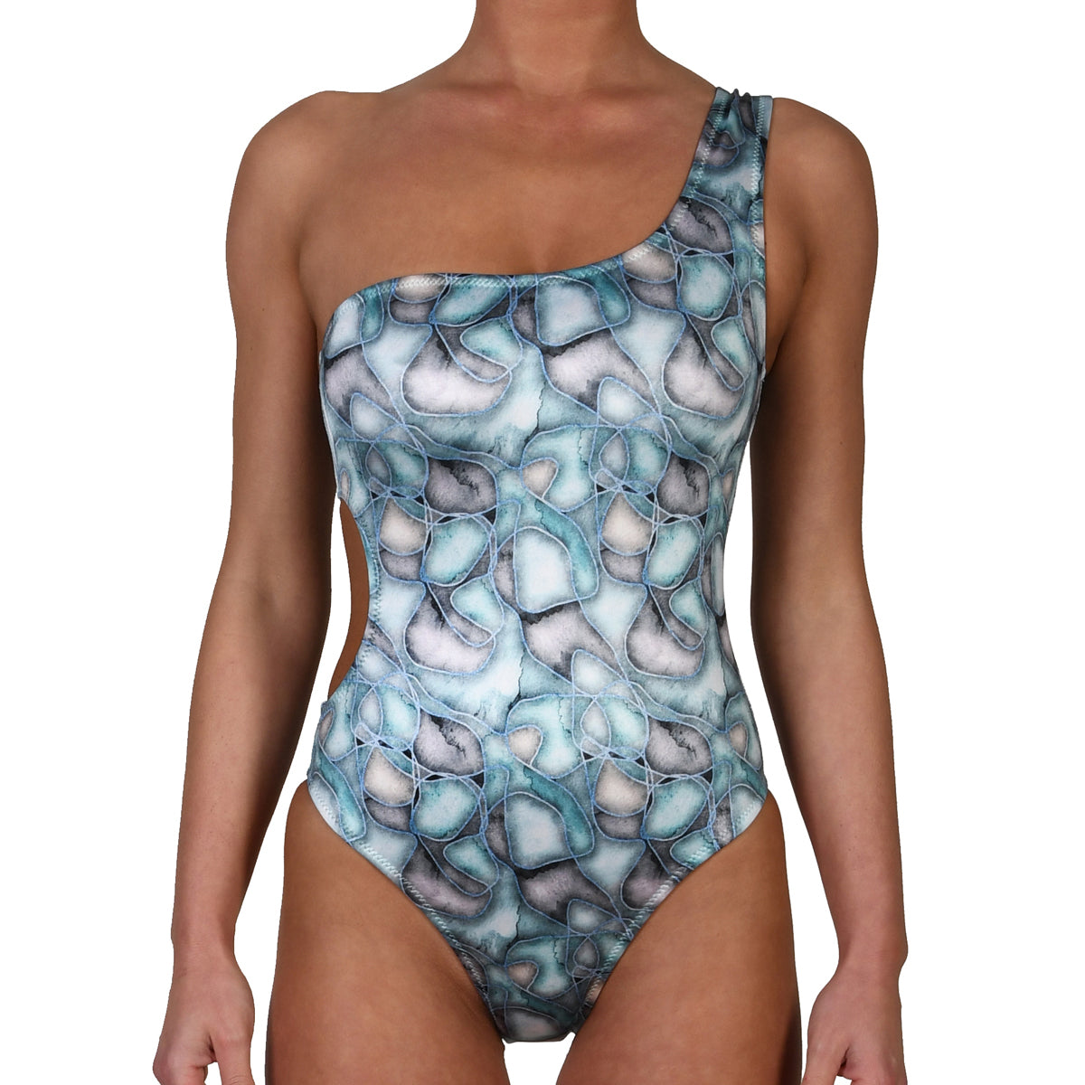 Aqua Water Stones One Shoulder Swimsuit