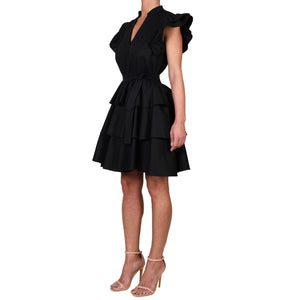 Black Layered Ruffle Mini Dress