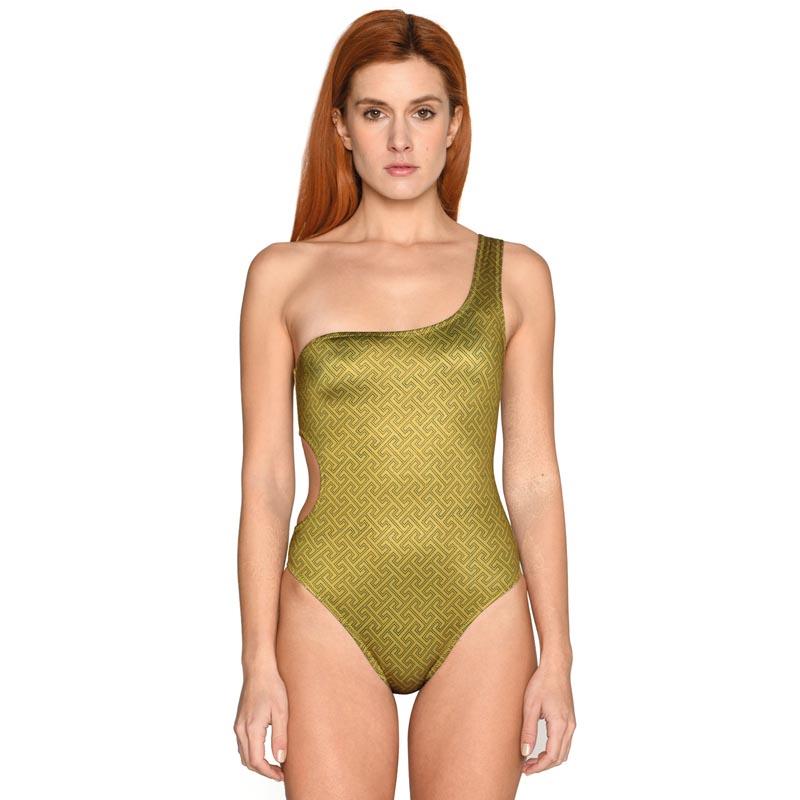 Grecian Olive One Shoulder Swimsuit