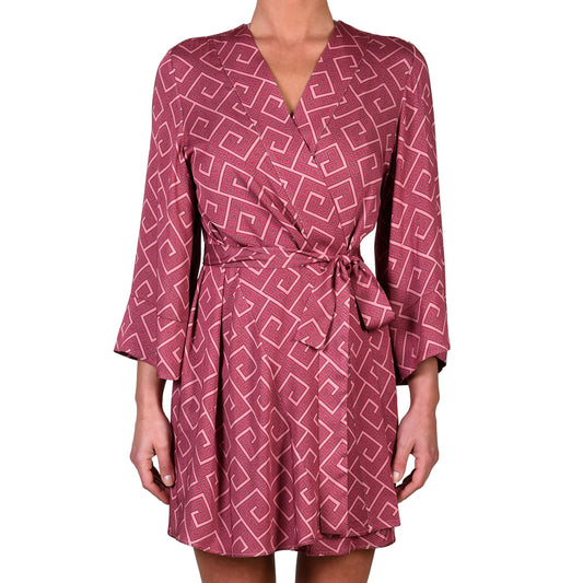 Meander Magenta Mini Kimono Dress