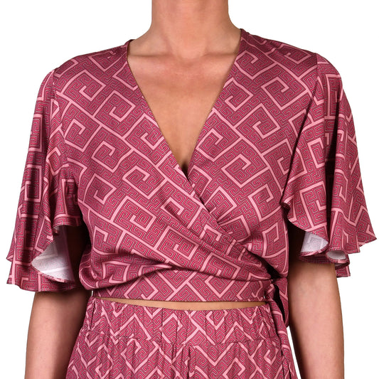 Meander Magenta Wrap Top