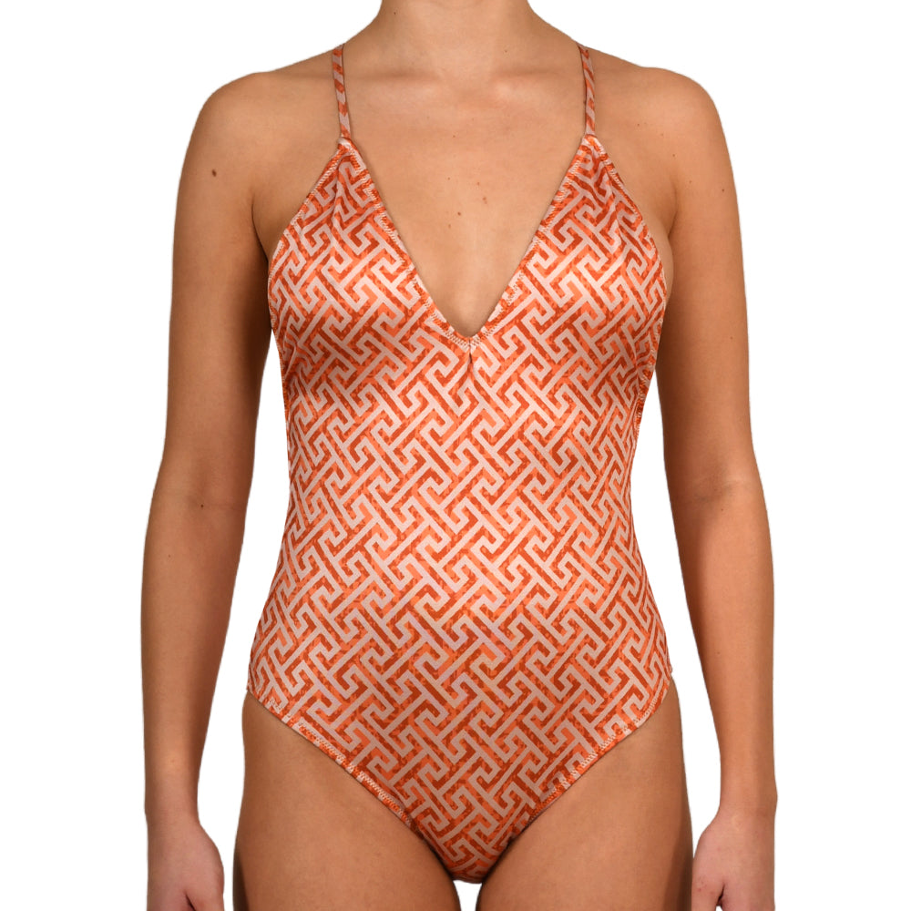 Grecian Grapefruit Halter Swimsuit